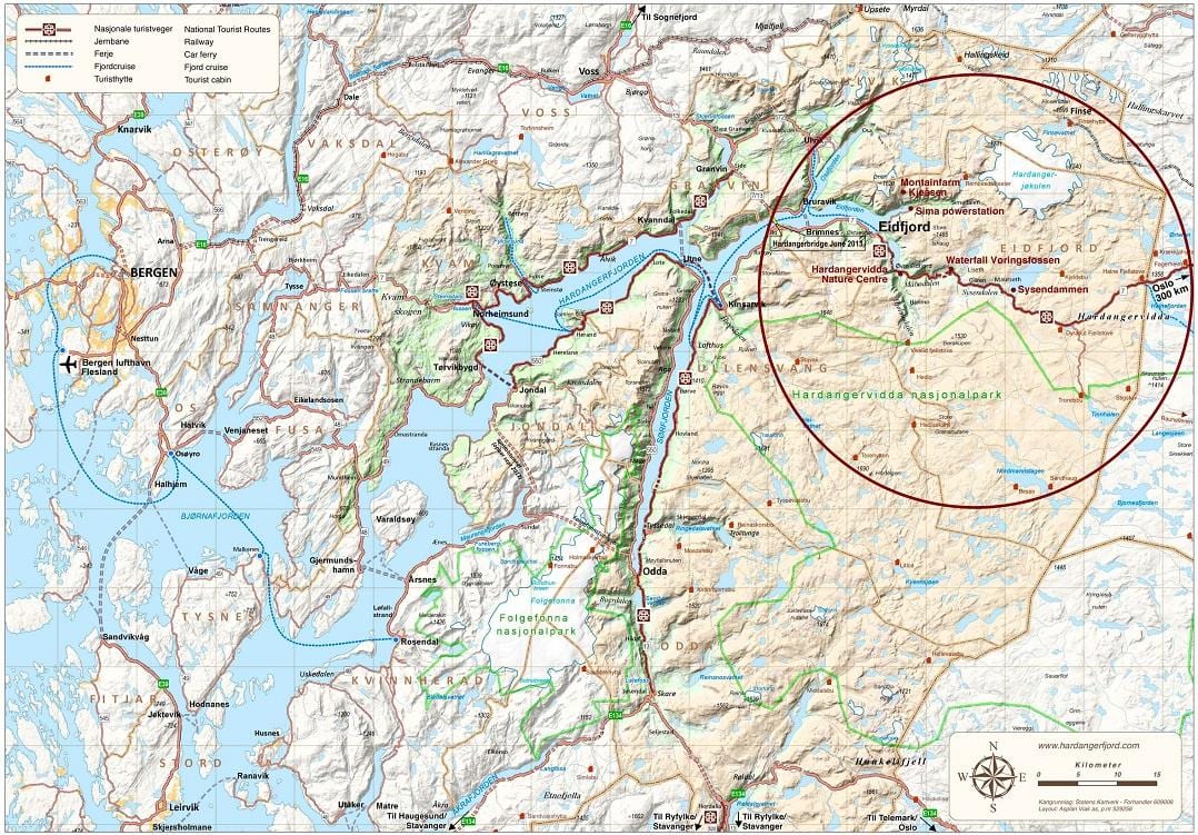 hardangerfjord נורווגיה מפה