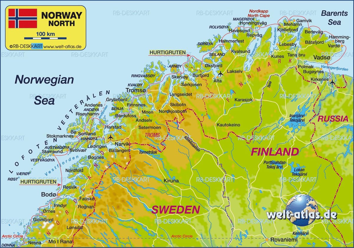 מפה של kirkenes נורבגיה